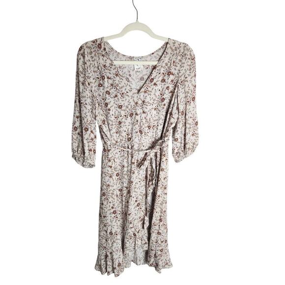 Naif Dresses & Skirts - Naif Floral faux wrap Ruffled dress sz L cottagecore boho floral Prairie